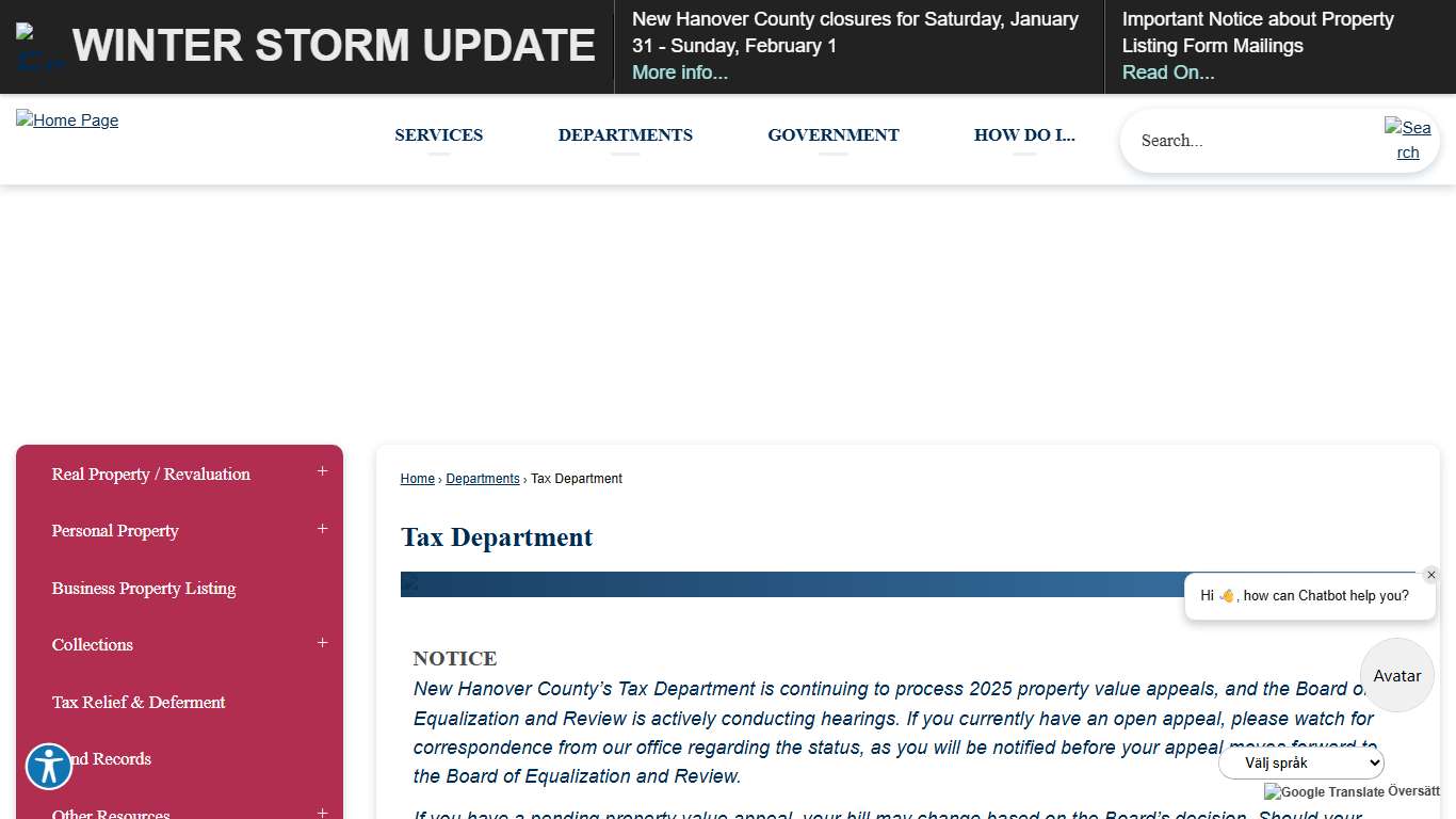 Tax Department New Hanover County, NC